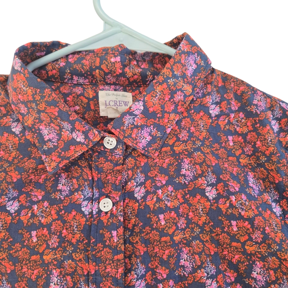 J. Crew Women's Button Down Shirt - Pink And Navy Floral